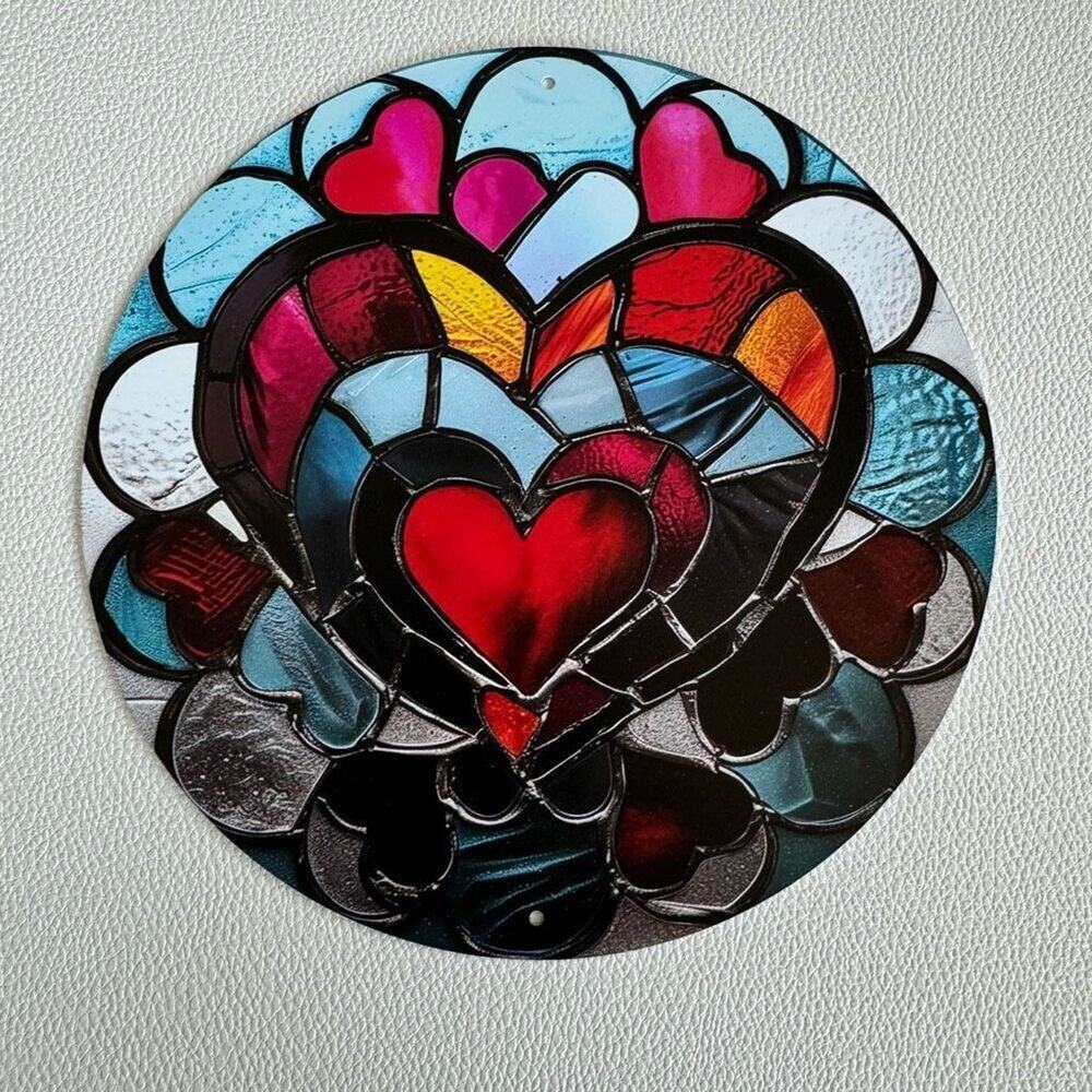 Heart Metal Sign Home Decor Stained Glass Style Tin Sign NEW Gift FAST SHIP